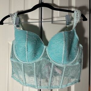 Victoria Secret Angels Aqua Lace Bustier corset Bra